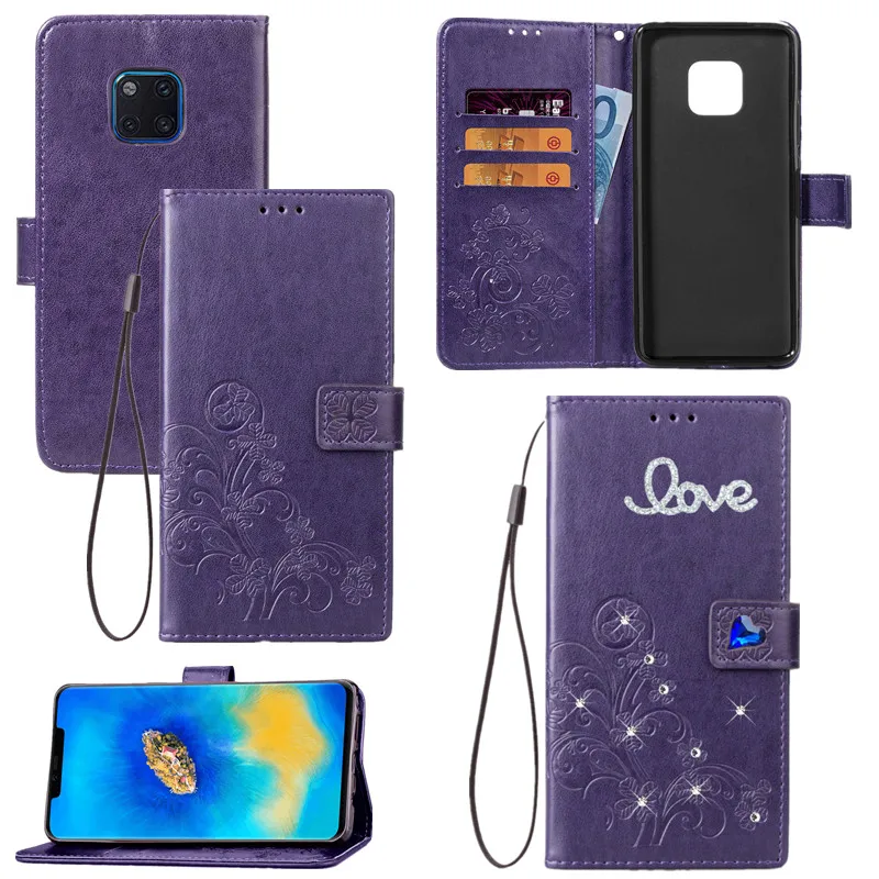 

For huawei mate 20 Pro mate 10 lite P9 P10 Plus Honor 8X 7A pro 7C Phone case New Love pattern bling Leather Wallet Card cover