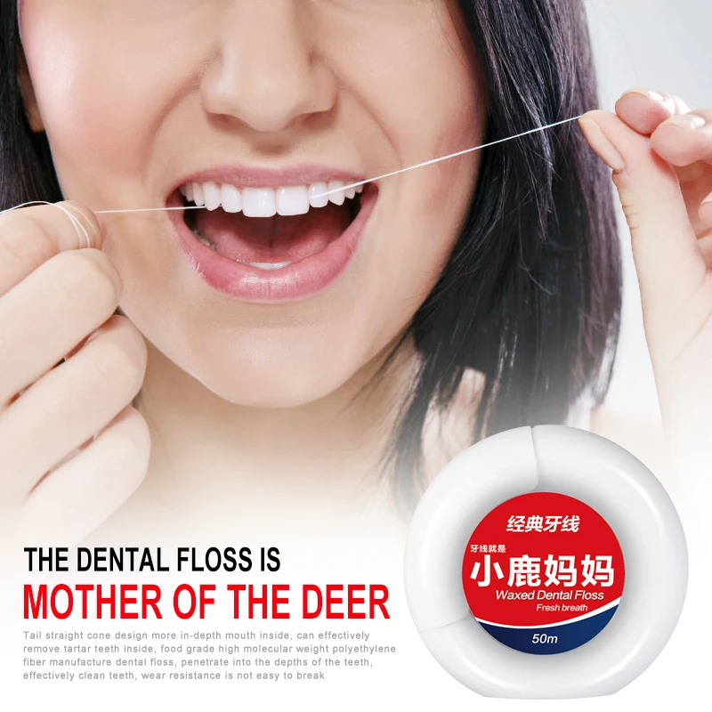 1Pc 50m Portable Floss Teeth Flosser Oral Care Peppermint Micro Wax Picks Tooth Cleaner Health Hygiene Supplies With Case dental floss stick dental floss sticks dental floss dental cleaning tools