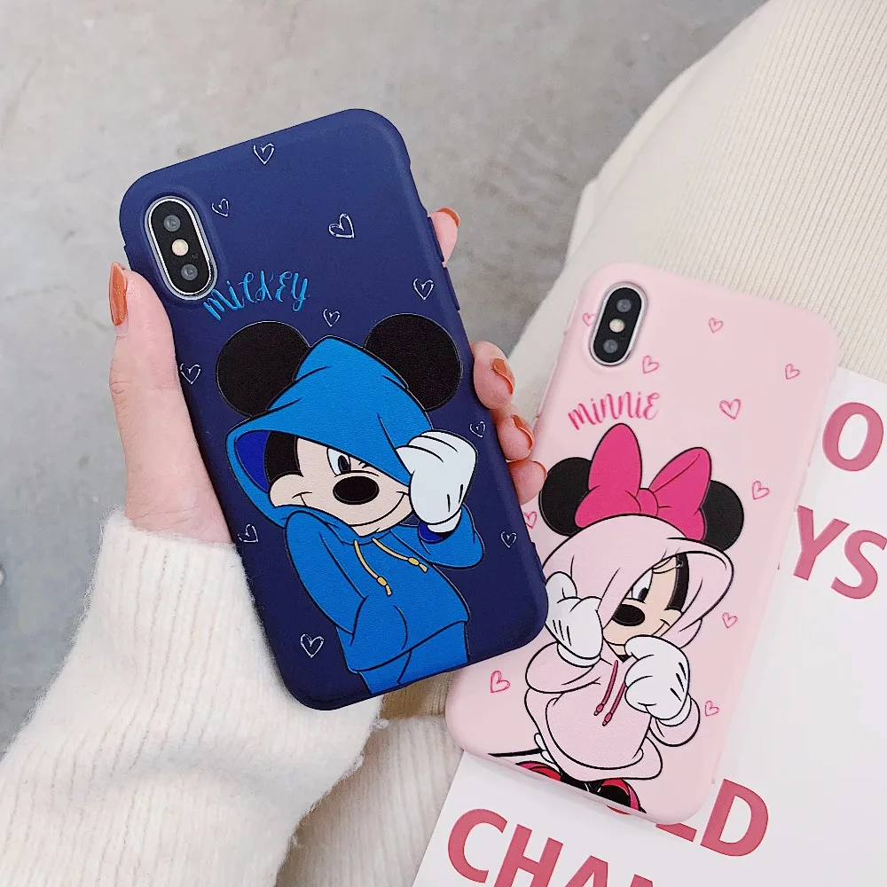 GYKZ Cartoon Mickey Minnie Mouse Couple Case For iPhone 7 X XS MAX 6 6s 8 Plus Cute Pink Heart Phone Shell For iPhone XR Coque