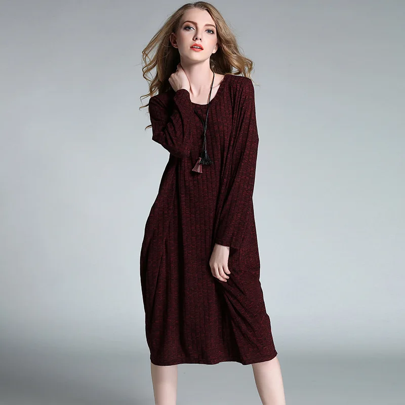 Buy 2018 New Lady Sweater Dress Loose Fit Knitted