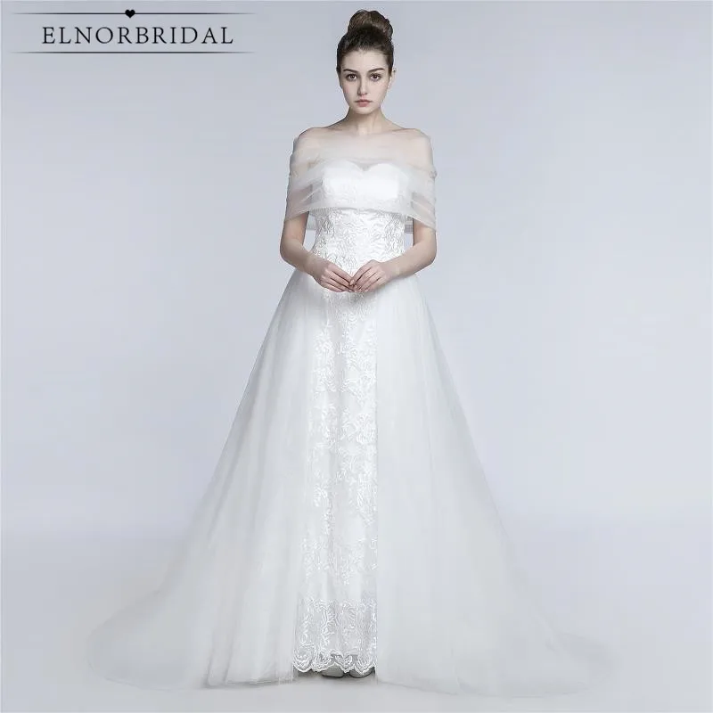 Robe De Mariee Elegant Lace Detachable Skirt font b Wedding b font Dresses 2017 Open Back