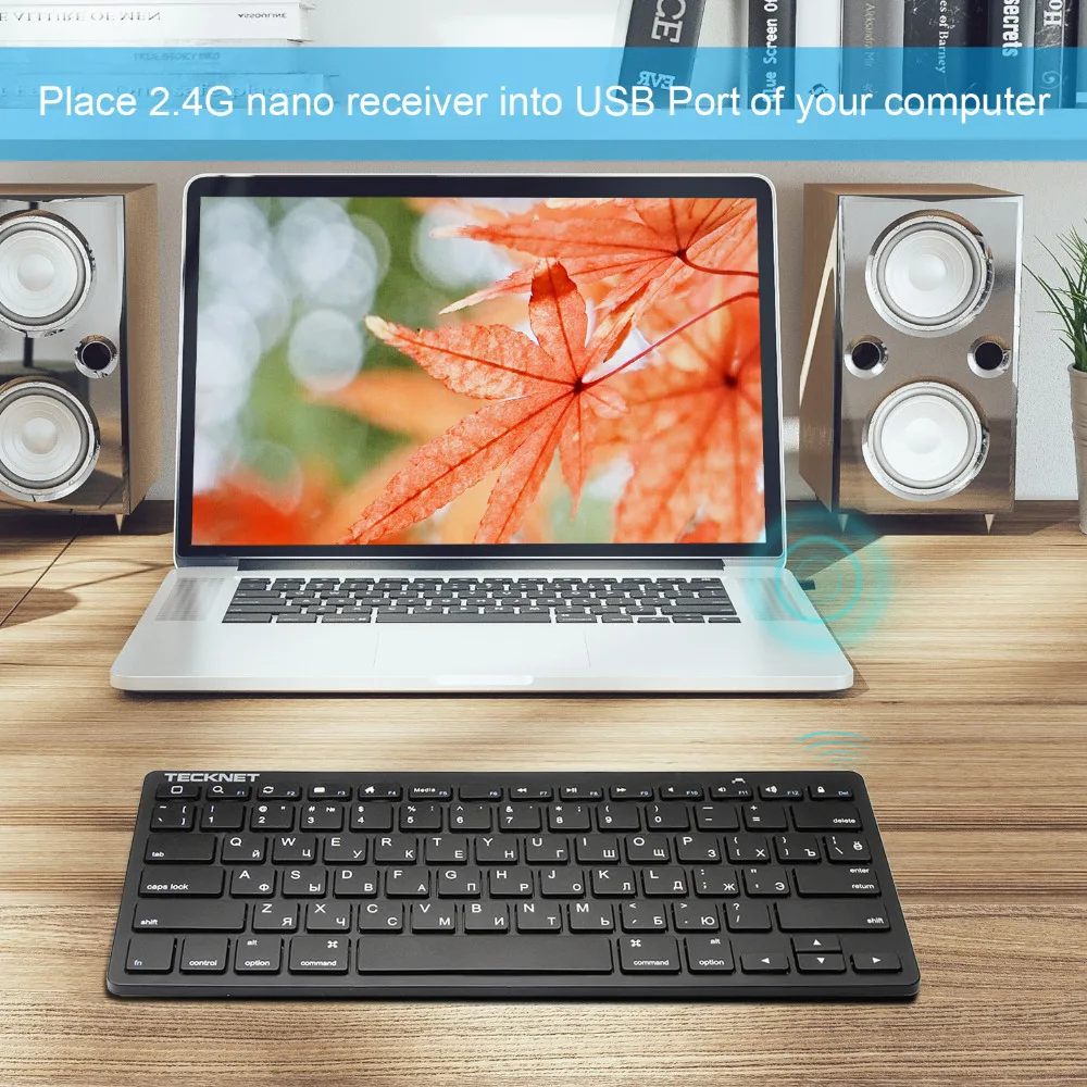 TeckNet Wireless Keyboard Computer Keyboards Slim USB Laptop Single Key board for Mini TV Android Windows 10 8 7 XP