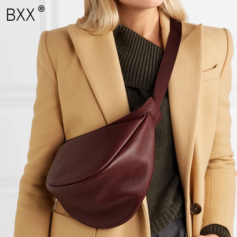 [Супер Seabob] 2020 Весенняя Женщина Новое Вино Красный Черный Цвет Широкий Одноместный Ремешок Молния Половина Луны Кожа PU Сумка All Match LI812|Сумки с ручками|   | АлиЭкспресс