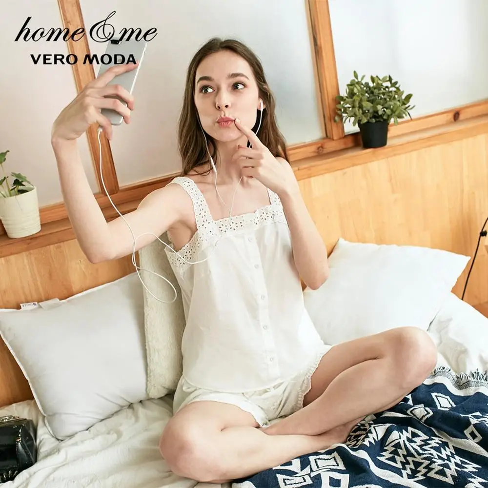 Женский укороченный топ и шорты Vero Moda домашний пижамный комплект 3191TC502|Комплекты