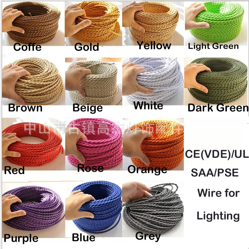 Ecolight Copper Cord 2x0.75 Color Twisted Wire Retro Braided Electrical DIY pendant lamp wire vintage | Обустройство дома