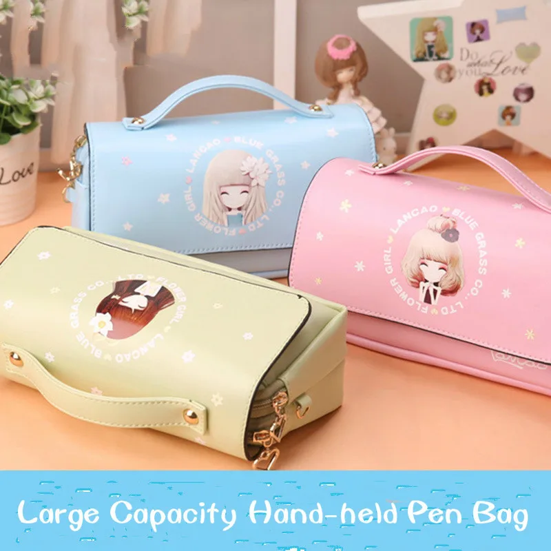 

2.19 New kawaii cartoon girl pencil bag Creative Korean Edition High capacity Student pencil case handbag drop shipping