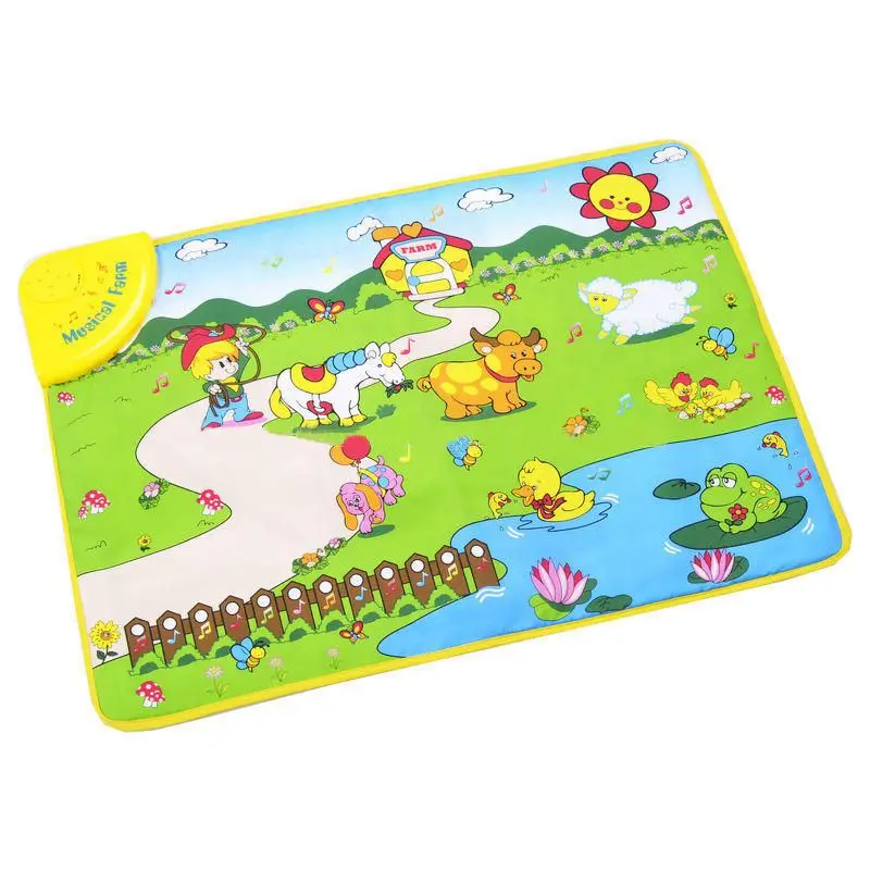 WOTT best продажи YiQu 1 зеленый + цвет нейлон ткань + печатной + ABS радость Ферма Музыка ковер мультфильм животного игра ковер детские