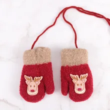 1 пара, теплые рождественские перчатки с принтом оленя для маленьких детей, зимние Утепленные плюшевые перчатки с рисунком для мальчиков и девочек
