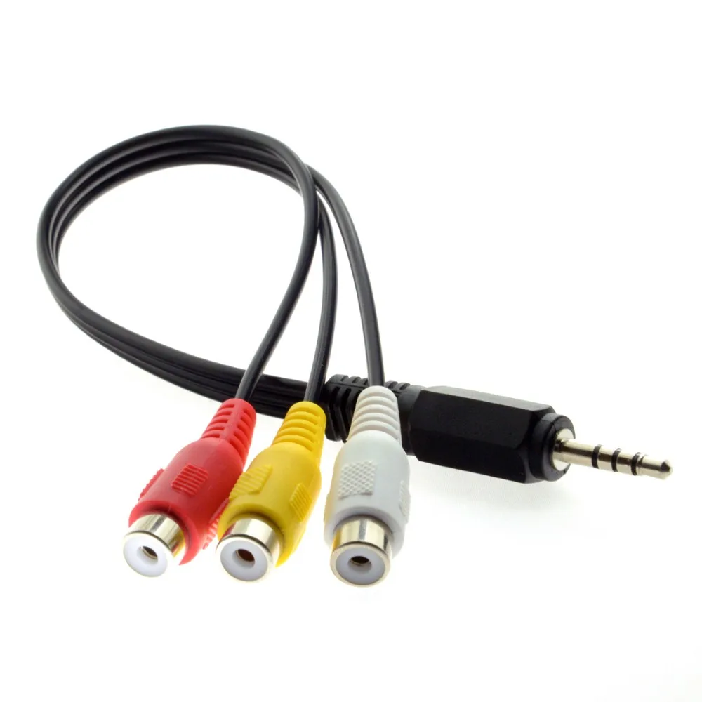 5pcs 3.5 mm Jack Male to 3 RCA Female Plug Adapter for