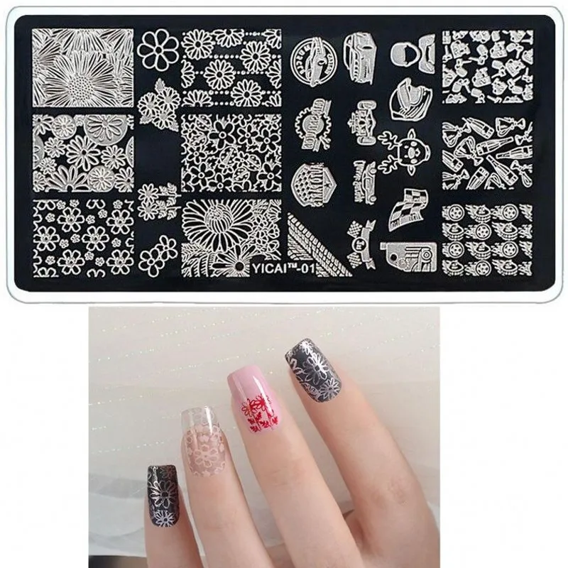 New Arrival 1pc DIY Manicure Nail Art Stamping Plate Flower Series Nail