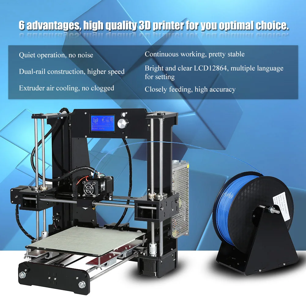 Anet A6 большой размер настольный 3d Принтер Комплекты Reprap i3 DIY самостоятельная сборка ЖК-экран с 16 Гб sd-картой размер печати 220*220*250 мм