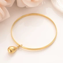 Gold beads pendant Bangle for Women Dubai india Bride Wedding kid girl Africa Bangle Arab Jewelry Charm Bracelet Christmas gifts jhplated one piece womens wedding bridal bangle bracelet dubai bangle jewelry africa arab gold color