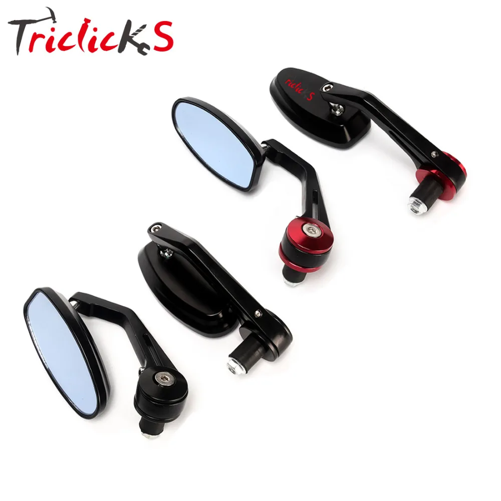 

Triclicks CNC Aluminum Rear View Mirrors Red Black Right Left Rearview Side Mirror Handle Bar End Racing Motorcycle 7/8" Pair
