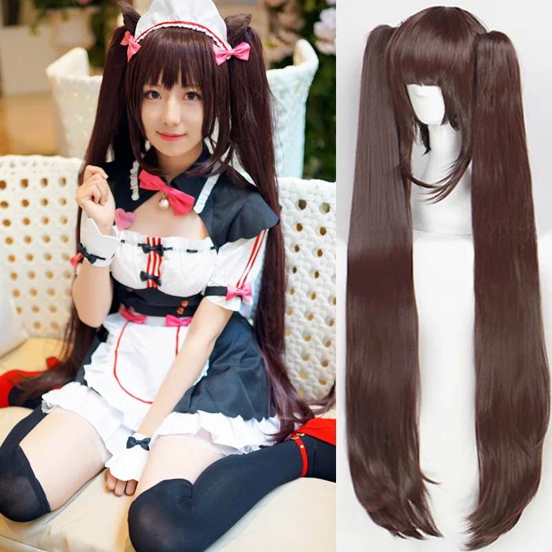 NEKOPARA шоколадный ванильный каваи длинные хвосты коричневый косплей парик + парик|