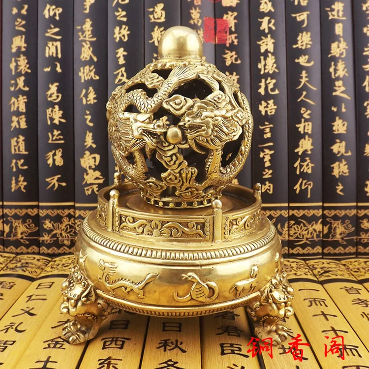

Large copper tripod decoration kowloon censer basons events three-legged incense burner decoration crafts copper Bronze art
