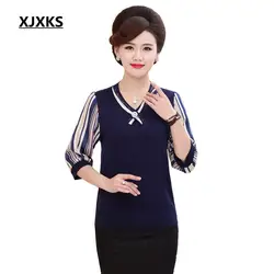 XJXKS Chifon рукавом Для женщин свитера 2018 Высокое качество, Большие размеры женская одежда весной и летом по Размеры d Женский пуловер