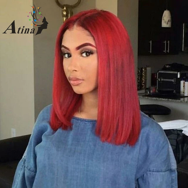 Image of Longer red blunt bob