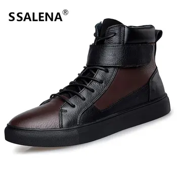 

Mens Genuine Leather Ankle Boots Casual Men Shoes Autumn And Winter Soft Sole Boots Man Lace Up Fashion Footwear AA20218