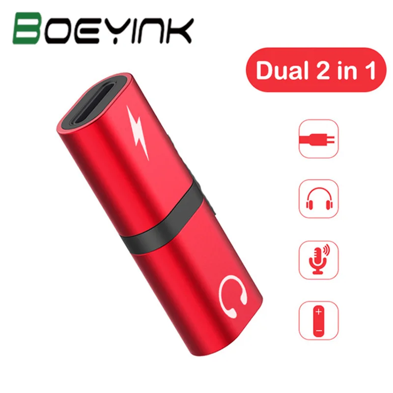 

BoeYink Dual 2 in 1 For Lightning Audio Adapter Charging Adapter For iPhone 7 8 Plus XS MAX IOS 11 Splitter Headphone Adapter