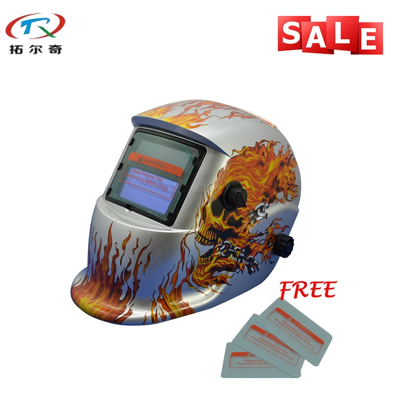 Electric Skull Fire Flame Semi Automatic Face Protection Welder Cap Grinding Eye Protective