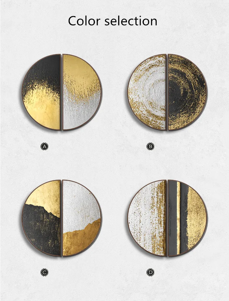 Gold foil modern luxury Porch decorative painting Round painting Creative abstract home semicircular mural wall decoration