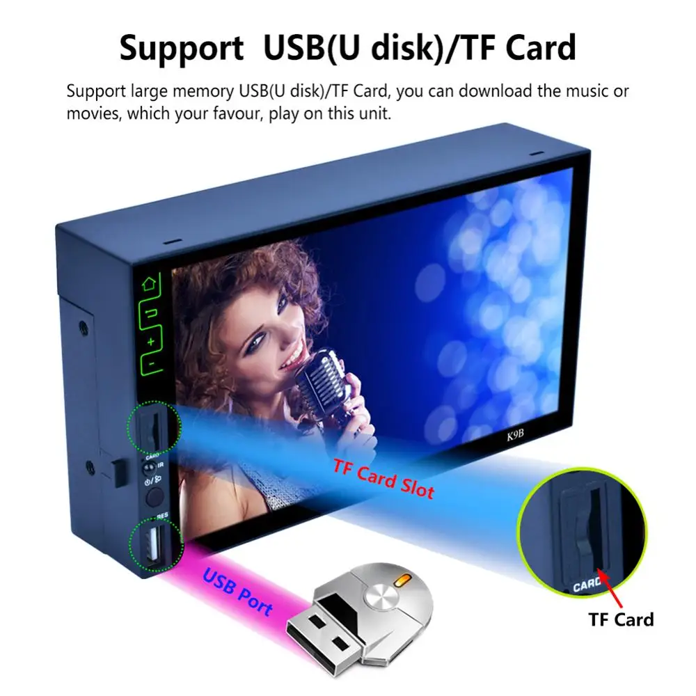2 din Автомобильный MP5 плеер цифровой стерео bluetooth wifi HD lcd сенсорный экран RDS BT
