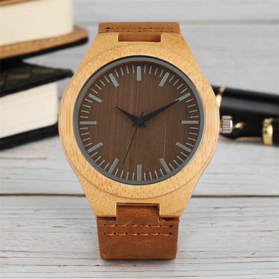 Часы в старинном стиле из дерева для Для мужчин Для женщин кварцевые натуральная кожа наручные часы 12 часов весы дизайн Для мужчин деревянные часы reloj Hombre лучшие подарки - Цвет: Слоновая кость