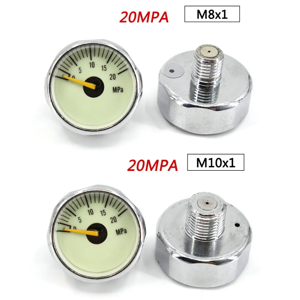 PCP Пейнтбол Airforce насосный клапан с фокусным расстоянием 25 мм M8x1 M10x1 1/8NPT 1/8BSPP 1 дюйм Мини Давление датчик Подводное манометр 20mpa 30mpa 40mpa