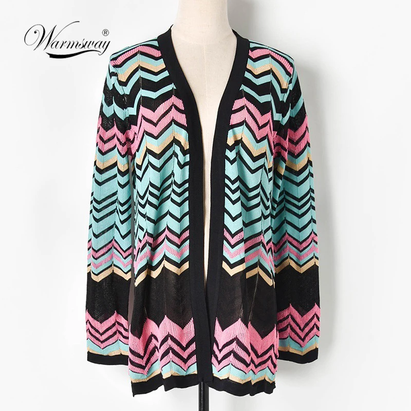 Multicoloured fine-knit cardigan metallic weave pointelle open front Outwear Hollow Out Lurex Sweater Coat B-182