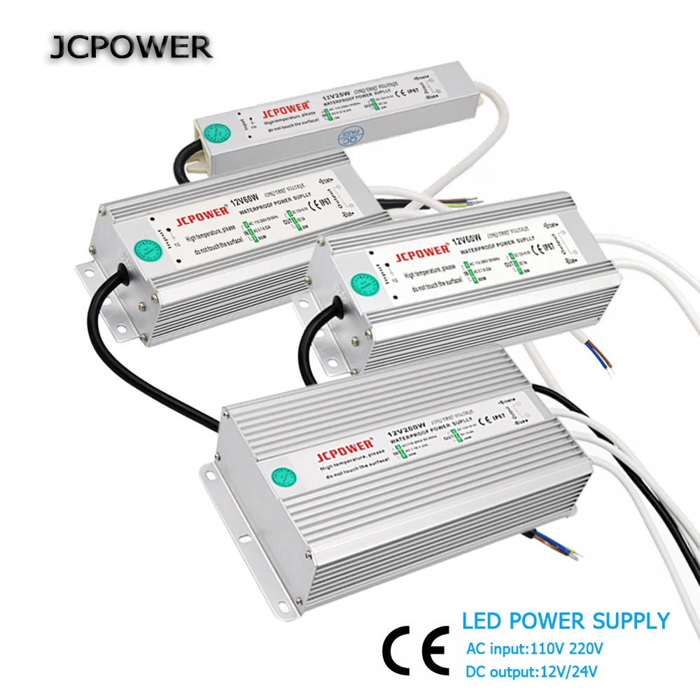 Светодиодный драйвер Трансформатор Питание адаптер AC110-260V к DC12V/24 В 10 Вт-100 Вт Водонепроницаемый Электронные напольные IP67 светодиодные
