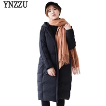 Дизайн, винтажный женский пуховик, однотонный, Повседневный, свободный, 90% утиный пух, пальто с капюшоном, большой размер, Женская куртка AO632
