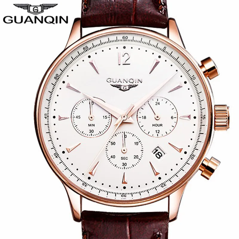 Mens Watches Top Brand Luxury GUANQIN Men Military Sport Wristwatch Men's Fashion Casual Leather Quartz Watch relogio masculino