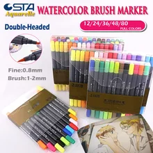 

STA Watercolor Dual Brush Marker Soft Flexible Tips for Drawing Blending as Aquarelle Calligraphy Pen Anime Comic Markers