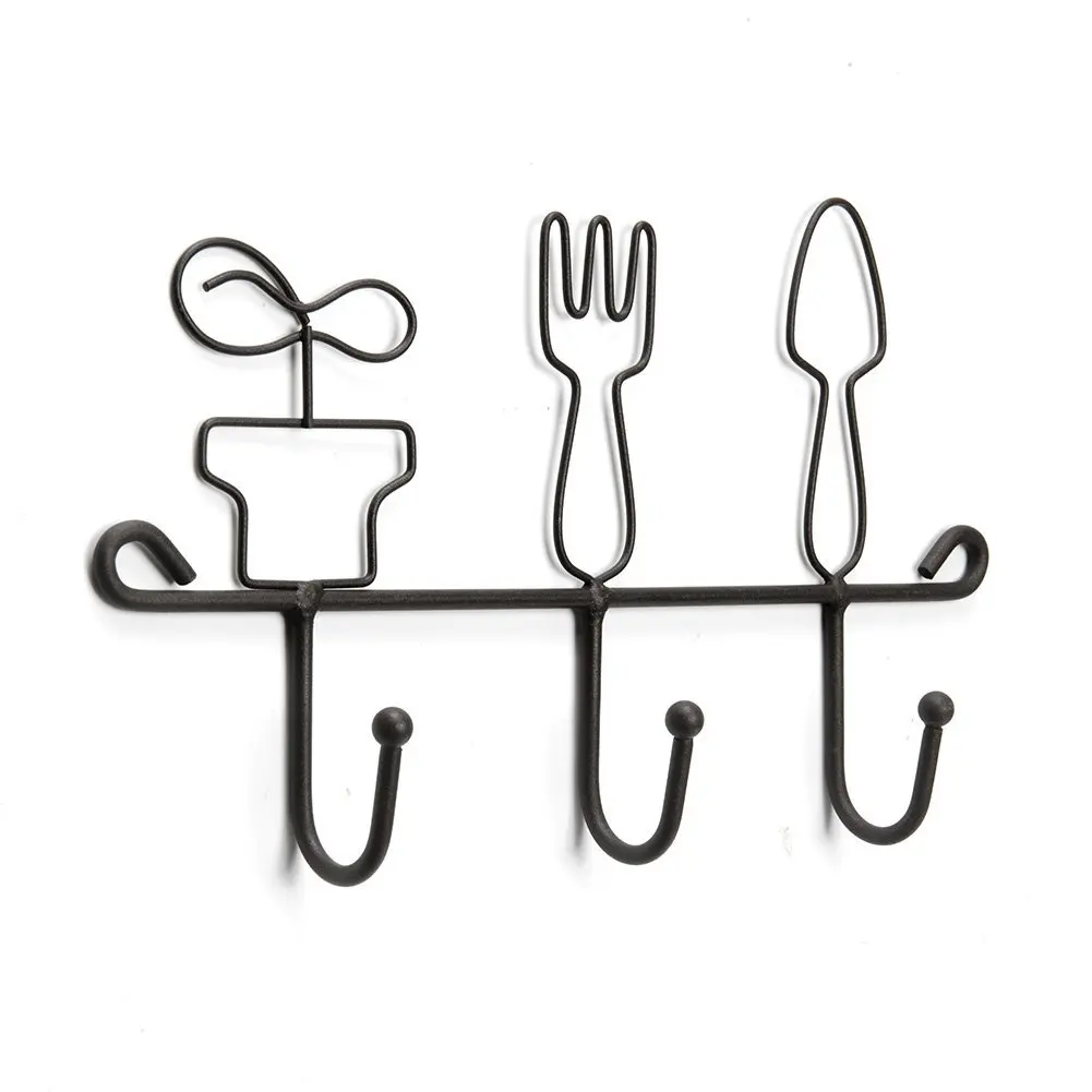 New Wall Mounted Hanging Hook Rack,11 Inch Cast Iron 3 Hooks Kitchen