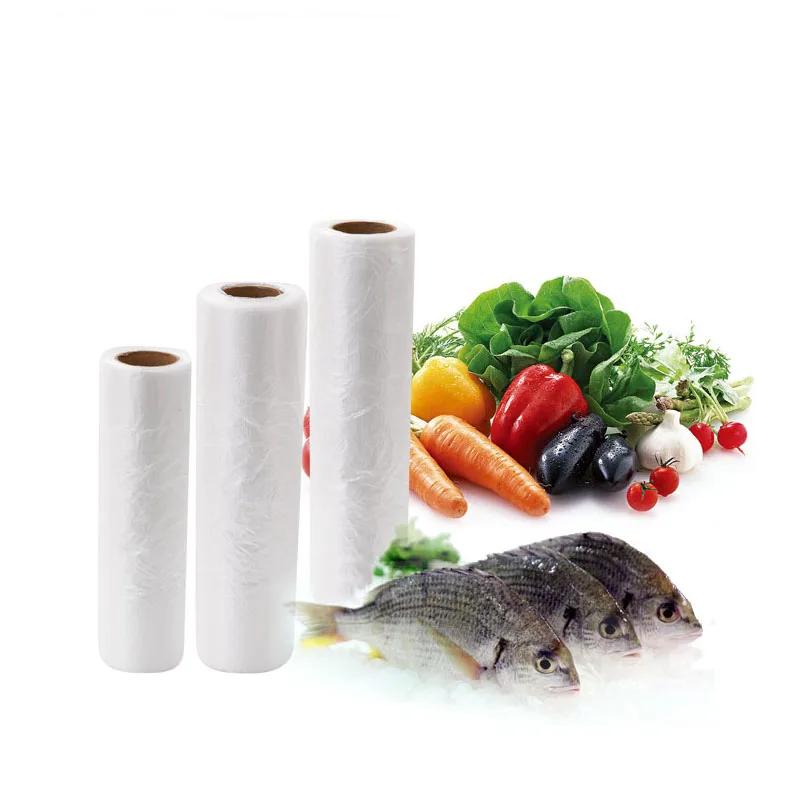 

100-200PCS Transparent Roll Fresh-keeping Plastic Bags of Vacuum Food Saver Bag 3 Sizes Food Storage Bags with Handle Keep Fresh