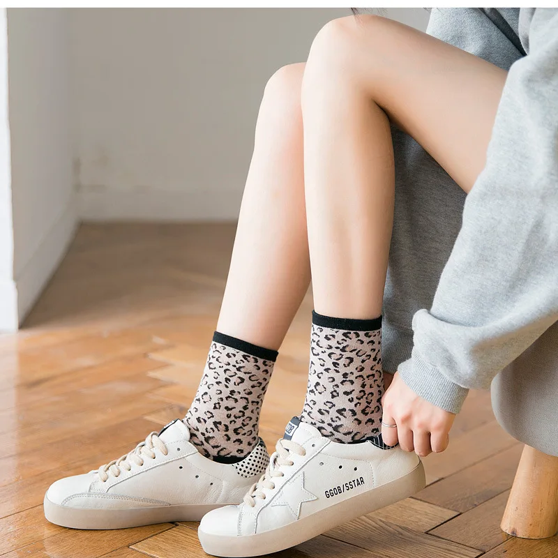 Новые женские носки осенние носки хлопковые цветные леопардовые дышащие женские модные зимние носки для женщин высокое качество