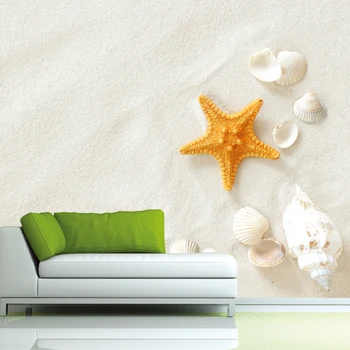 

Photo wallpaper 3D Starfish shell white sand beach mural living room TV tea house bathroom backdrop sofa bedroom wallpaper mural