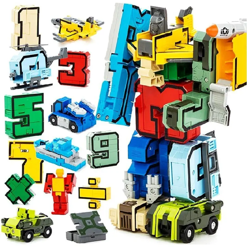 15 шт./компл. цифровой DIY строительные блоки деформация робот число преобразования Математика буквы Монтессори развивающие игрушки
