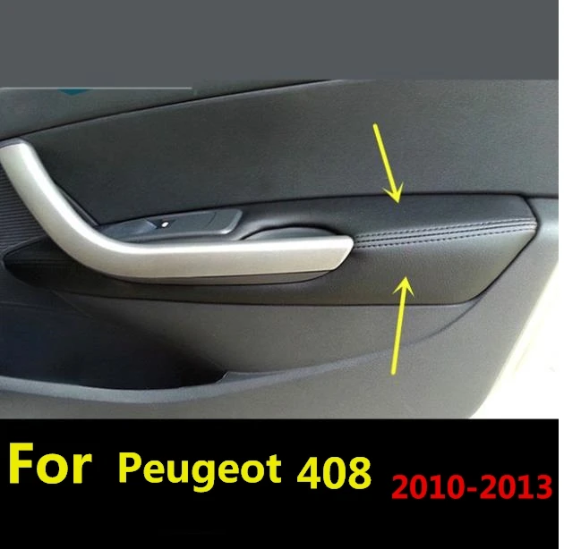 

4pcs Microfiber Leather Door Panels Armrest leather Covers Protective Trim for For Peugeot 408 (2010-2013) with Mount Fittings