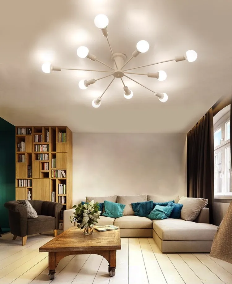 Estrela do Metal do Vintage Lâmpada do Teto Iluminação Lustre Retro Aranha Sputnik Lustres Semi Flush Mount Luminária Luzes Casa 3 retro aranha lustres semi flush montar lâmpada