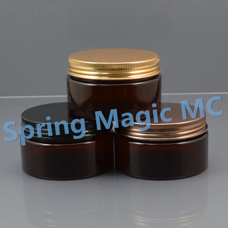 100g brown Plastic Cosmetic Jar With Aluminum Lid 100ml Empty PET Jars