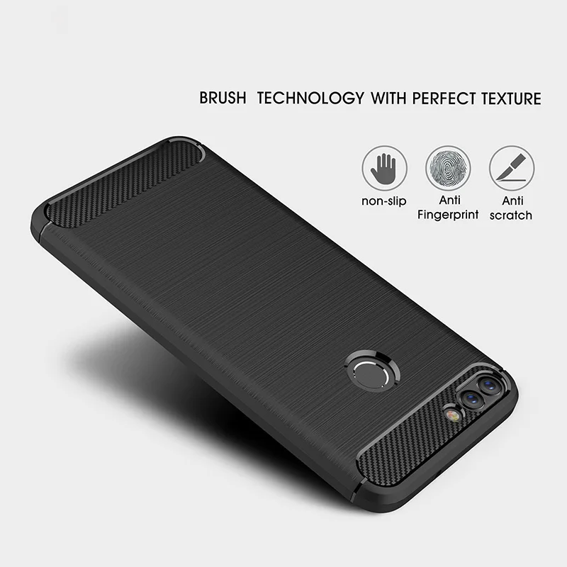 Carbon fiber brushed silicone case huawei p smart (2)