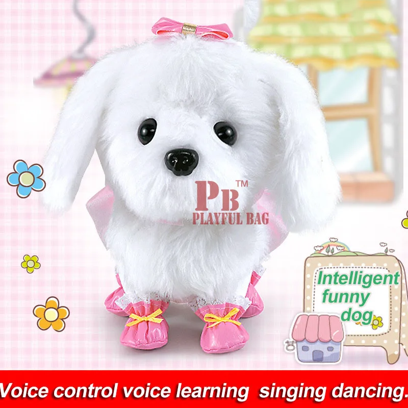 Niños juguete eléctrico puede hablar y danza, felpa perro robot inteligente simulación, peluche perro voz operación comando - 1
