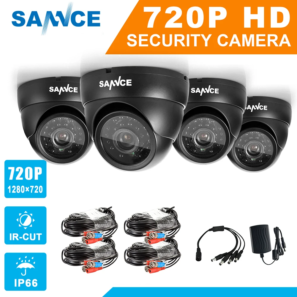 Купольная камера видеонаблюдения SANNCE AHD 720 P 4 шт. 1200TVL водонепроницаемая