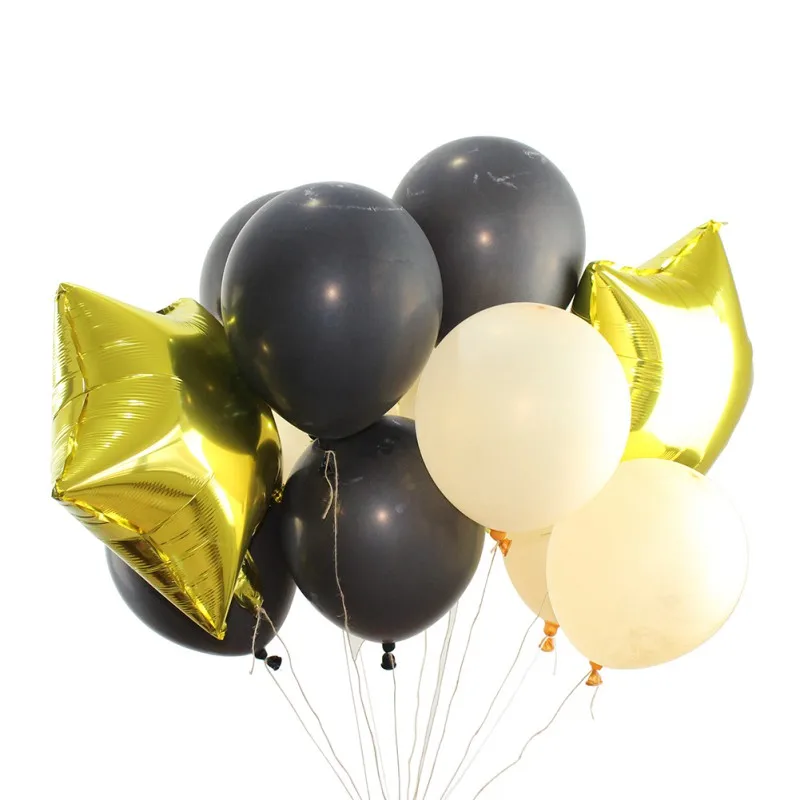 

13pcs/14pcs black gold star foil balloons transparent confetti helium latex globos birthday wedding birthday decor