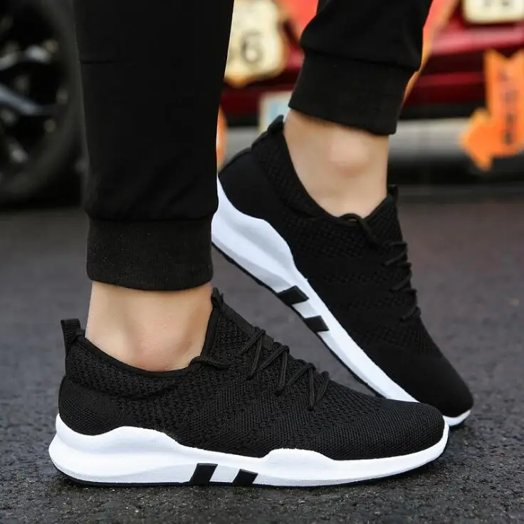 

Spring/autumn hot sale walking flat running sports shoes for adult men lace-up male sneakers comfortable mesh trainers