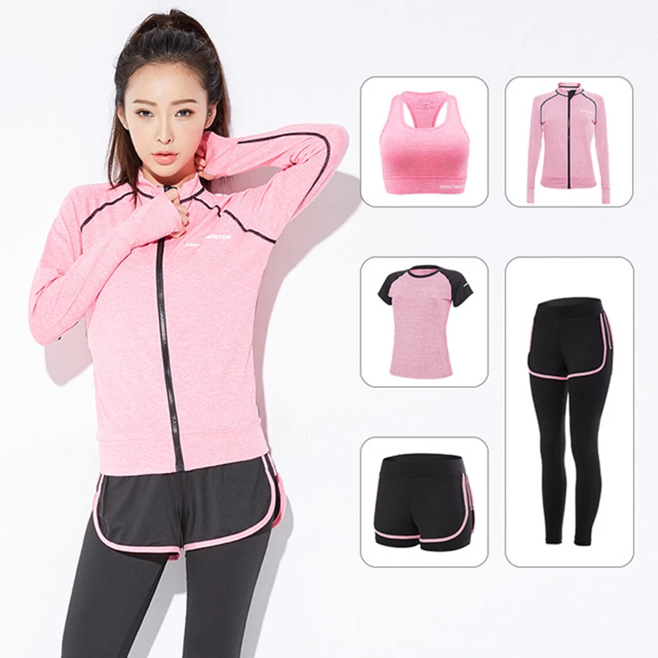 

Autumn summer new yoga set five-piece slimming quick-drying fitness clothes outdoor running fitness five-piece