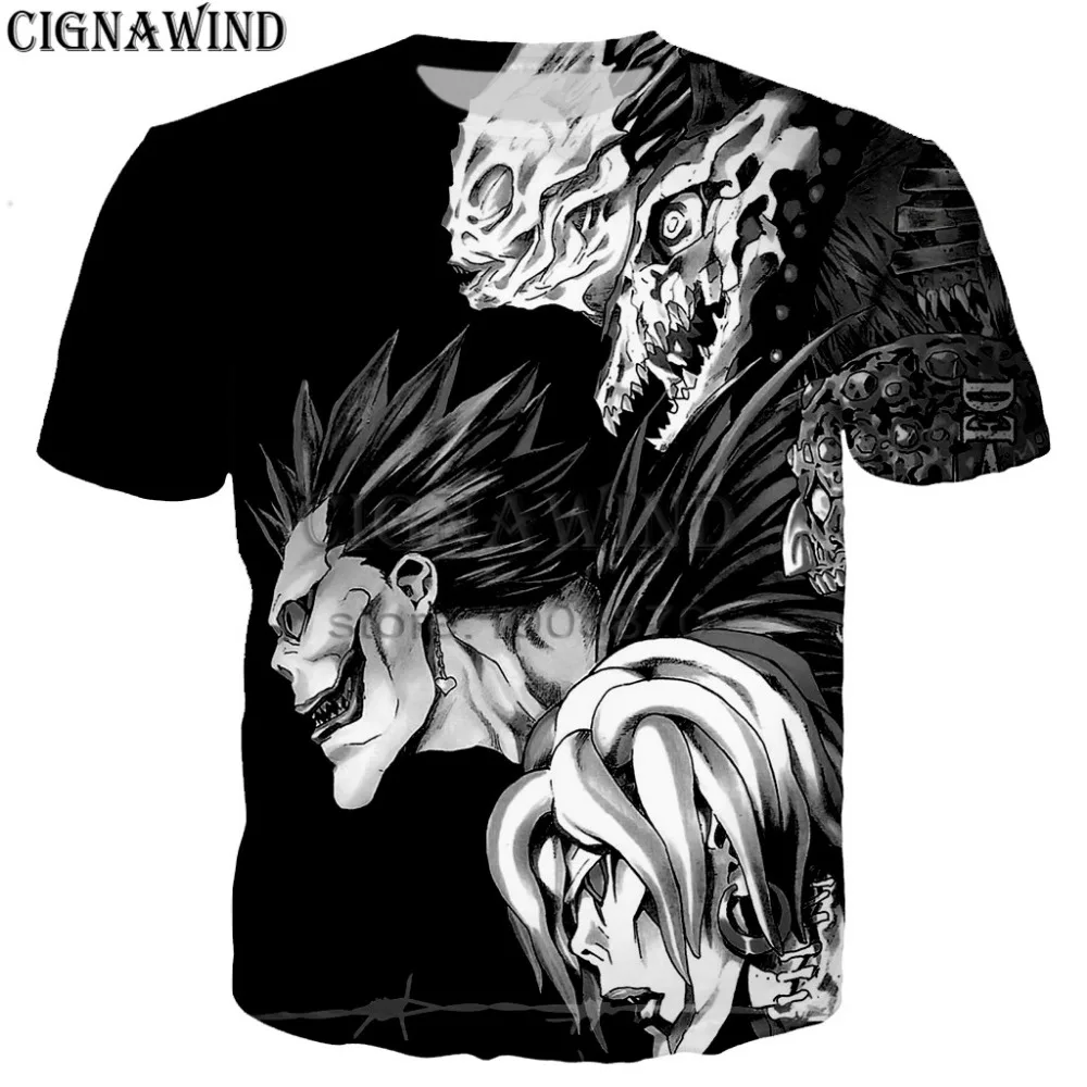 

New design Anime t shirt men/women t-shirts skull printed 3D death note tee shirts Harajuku tshirt streetwear unisex summer tops