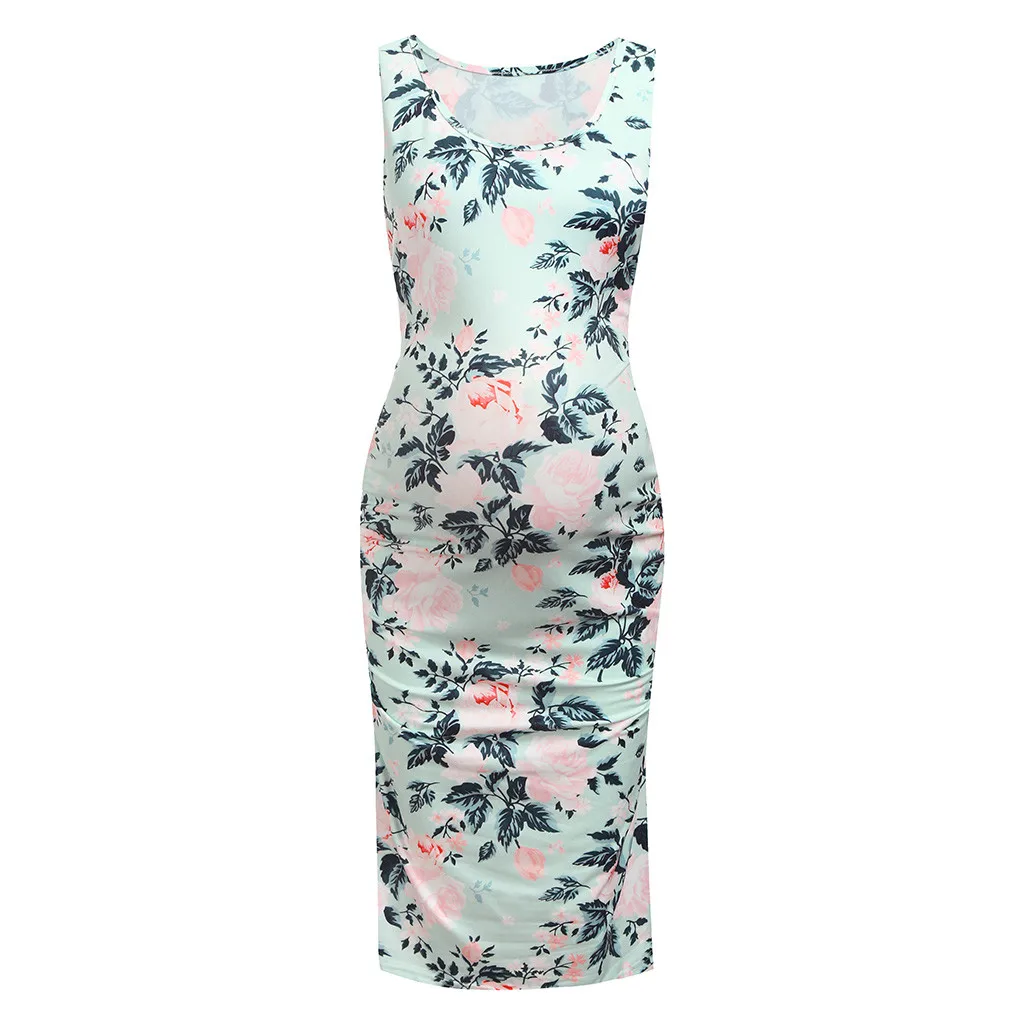 

Women Sleeveless Pregnant Maternity Dress Flower Maternity L315