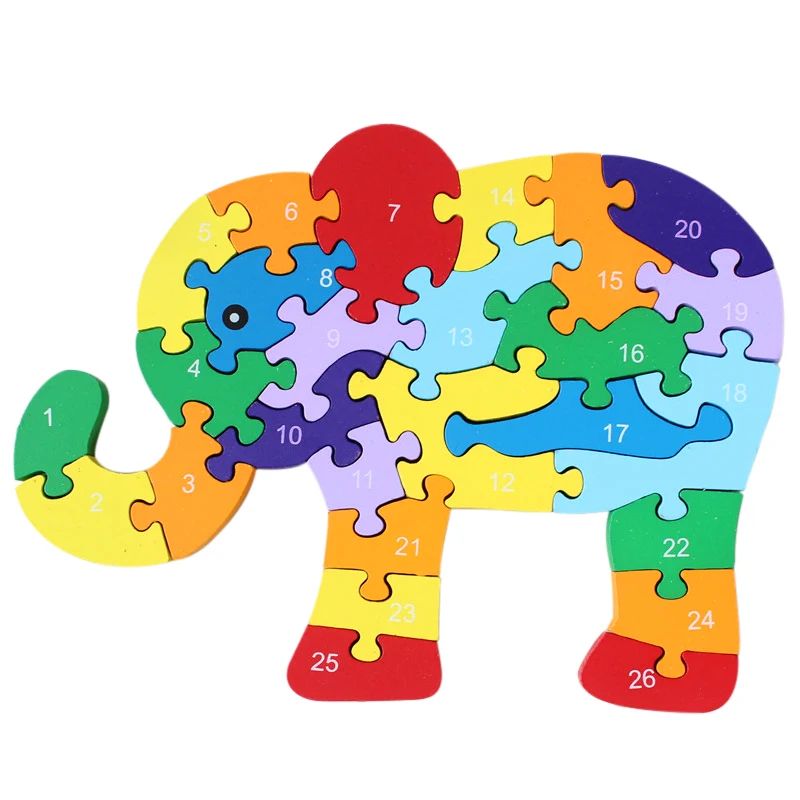 Montessori Toys for Children Early Educational Learning Wooden Toys 3D Cartoon Animal Puzzle Teaching Aids